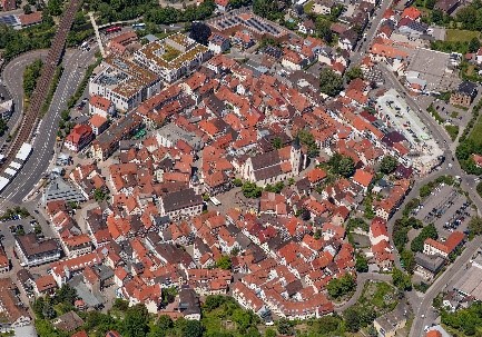 Stadtzentrum Mosbach Luftaufnahme